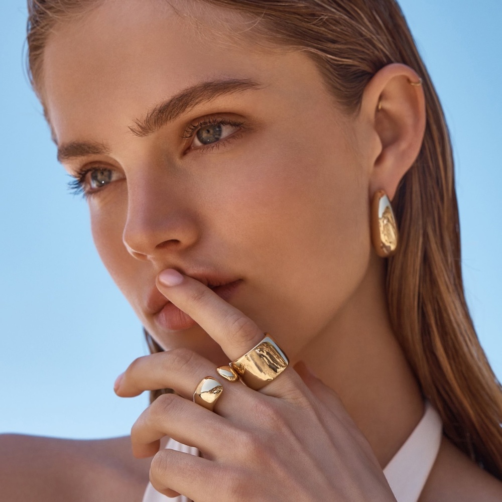 BNWT Amber Sceats Palawan ring size 7. 24K gold plated brass
